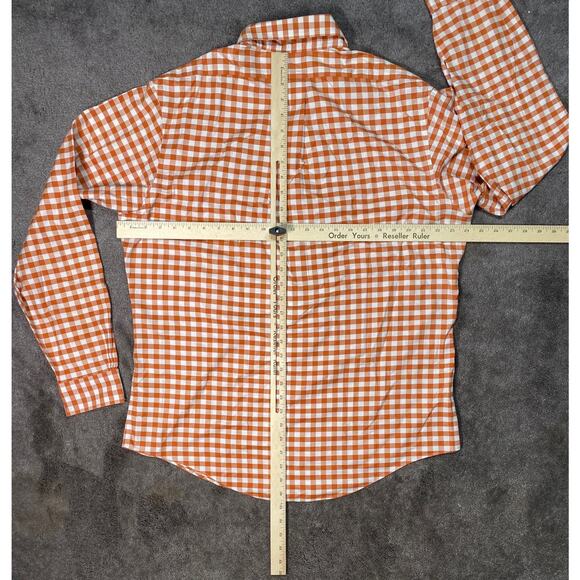 Brooks Brothers Mens L Orange Gingham Button Down Non Iron Supima Cotton Shirt - Picture 9 of 13
